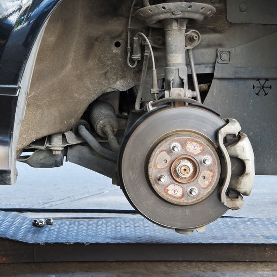 suspension access and disc brake exposed